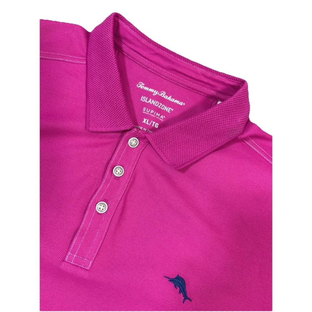 Tommy Bahama‎ Supima IslandZone Polo Shirt Mens XL Pink Blue Marlin Logo